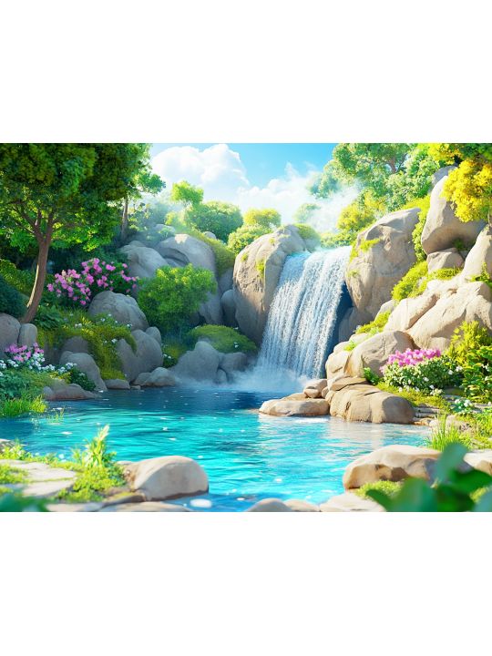 Алмазная мозаика без подрамника «Водопад» 130x100 см, 50 цветов