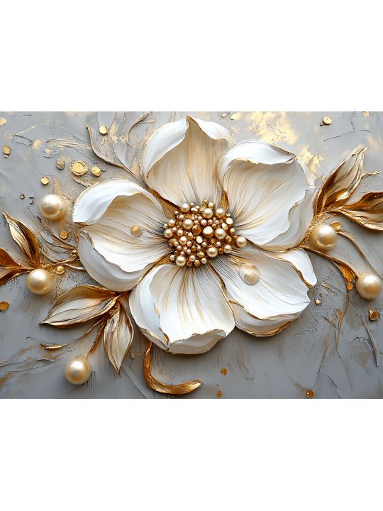 Алмазная мозаика без подрамника «Золотой цветок» 130x100 см, 42 цветов