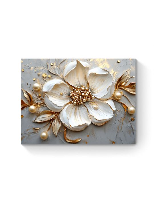 Алмазная мозаика на подрамнике «Золотой цветок» 40x30 см, 50 цветов