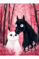 Алмазная мозаика без подрамника «Кот и Конь» 25x20 см