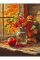 Алмазная мозаика без подрамника «Букет калины» 50x40 см, 50 цветов