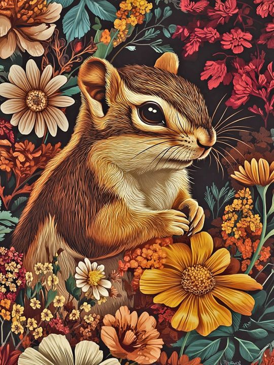 Алмазная мозаика без подрамника «Бурундучок» 50x40 см