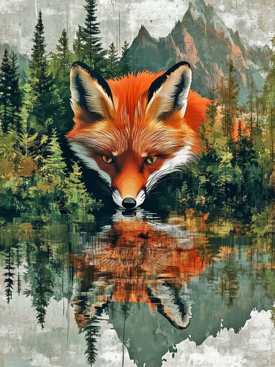 Алмазная мозаика без подрамника «Рыжий лис» 25x20 см
