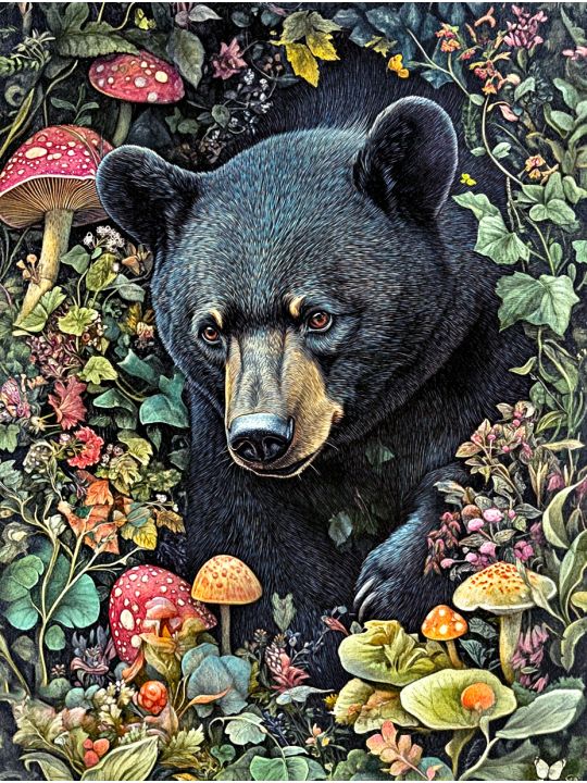 Алмазная мозаика без подрамника «Медвежий угол» 130x100 см