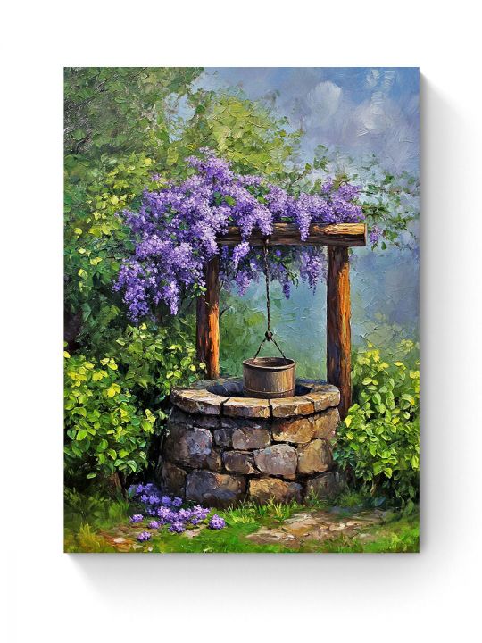 Алмазная мозаика на подрамнике «Источник» 50x40 см, 50 цветов