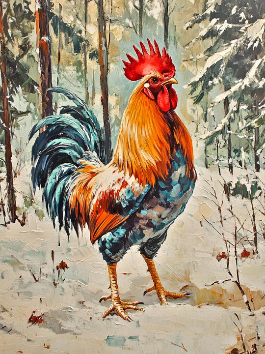 Алмазная мозаика без подрамника «Петя-петушок» 50x40 см, 50 цветов
