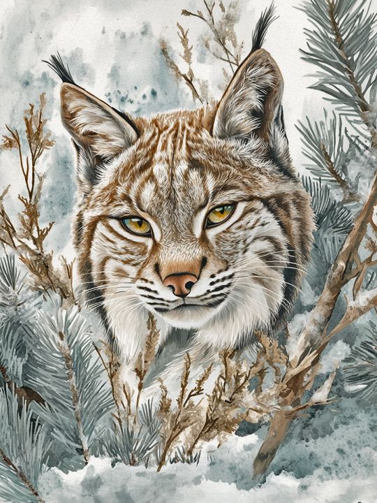 Алмазная мозаика без подрамника «Лесная кошка» 130x100 см, 50 цветов