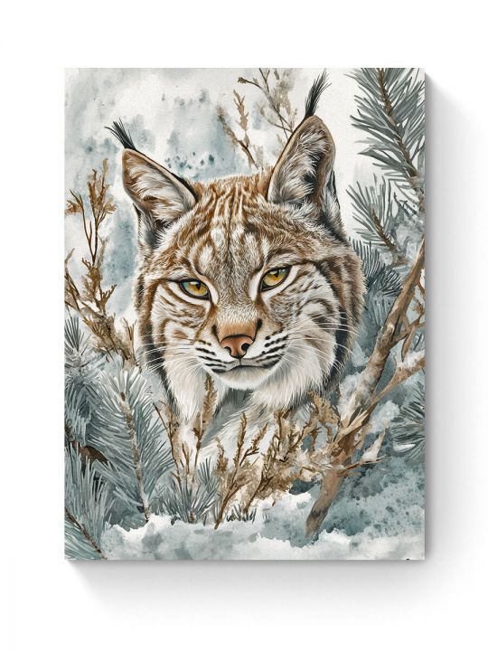 Алмазная мозаика на подрамнике «Лесная кошка» 50x40 см, 50 цветов