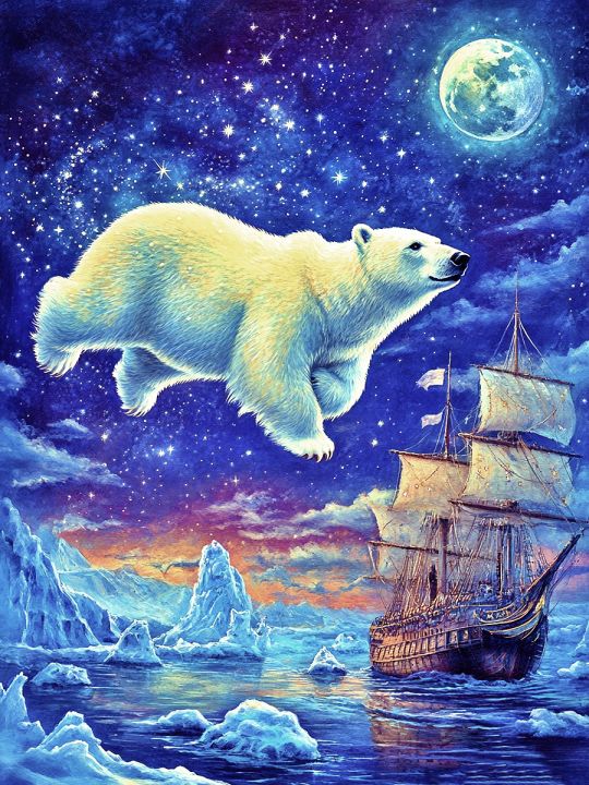 Алмазная мозаика без подрамника «Медведица» 50x40 см, 50 цветов