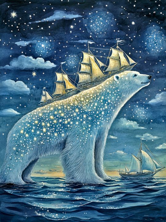 Алмазная мозаика без подрамника «Медведица» 130x100 см, 50 цветов