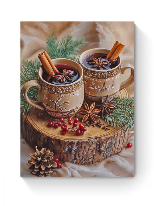 Алмазная мозаика на подрамнике «Новогодний пунш» 70x50 см