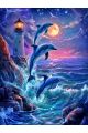 Алмазная мозаика без подрамника «Море и дельфины» 25x20 см