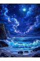Алмазная мозаика без подрамника «Ночь над морем» 25x20 см