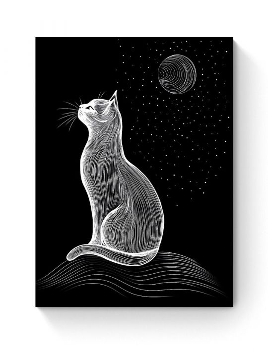 Алмазная мозаика на подрамнике «Лунная кошка» 35x25 см