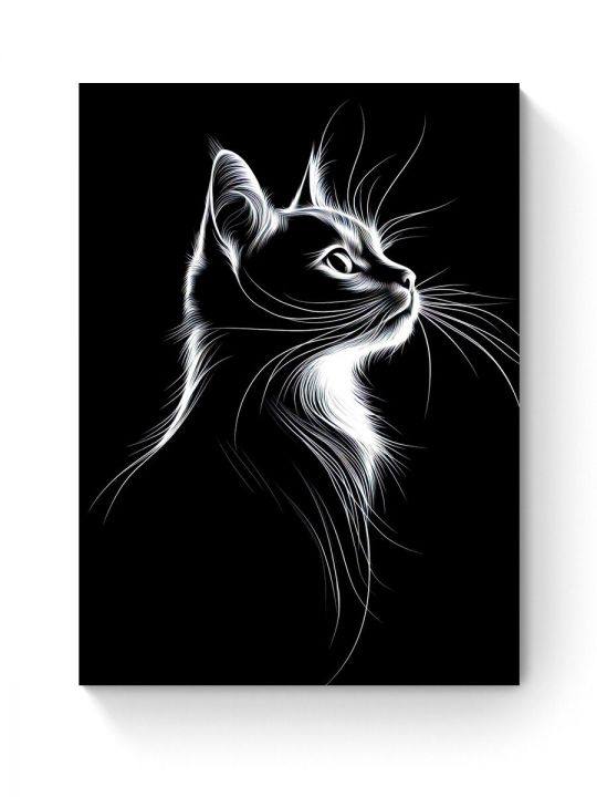 Алмазная мозаика на подрамнике «Черная кошка» 40x30 см, 7 цветов