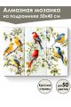 Алмазная мозаика на подрамнике «Триптих птиц» 50x40 см, 50 цветов