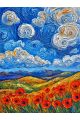 Алмазная мозаика без подрамника «Маковое поле» 40x30 см