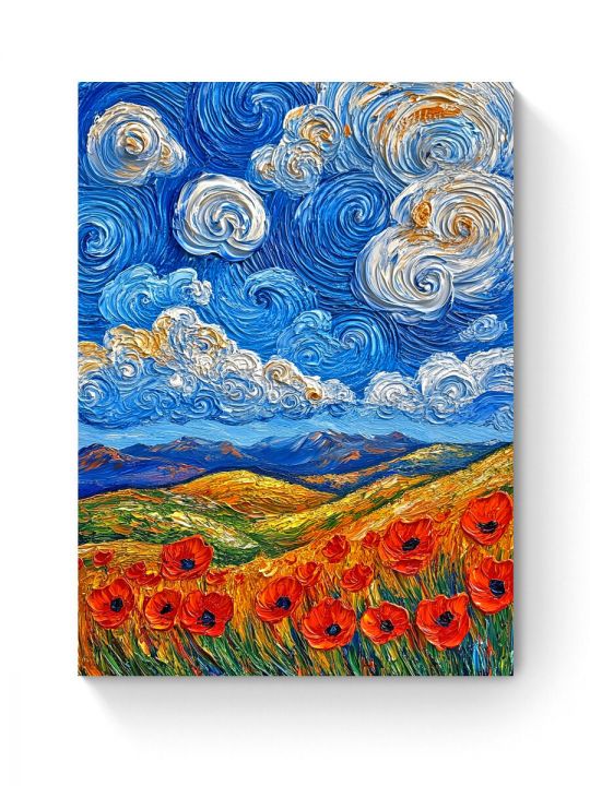 Алмазная мозаика на подрамнике «Маковое поле» 50x40 см