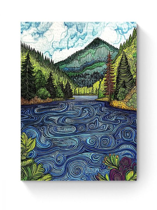 Алмазная мозаика на подрамнике «Озеро» 50x40 см
