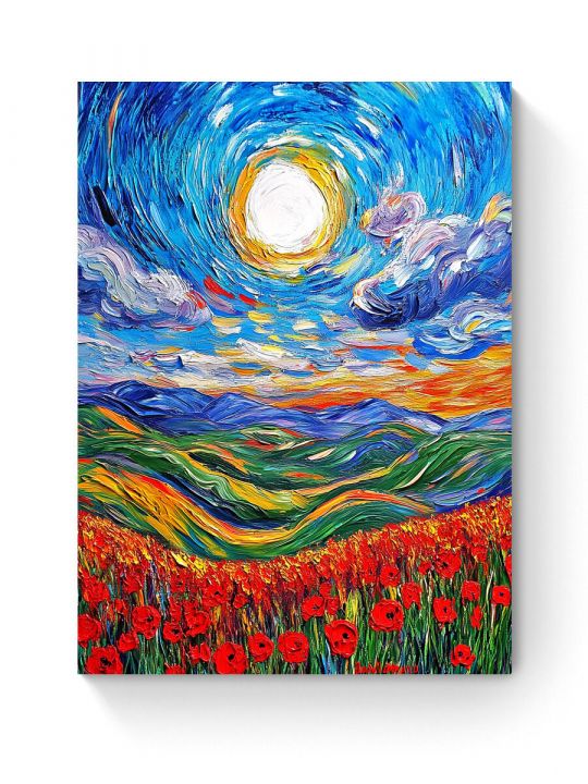 Алмазная мозаика на подрамнике «Маковое поле» 40x30 см