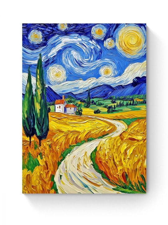 Алмазная мозаика на подрамнике «Пшеничное поле» 50x40 см