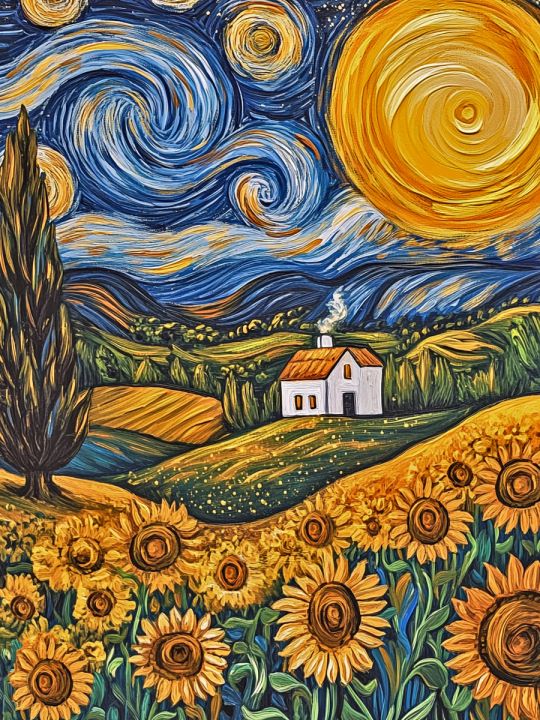 Алмазная мозаика без подрамника «Подсолнухи» 130x100 см, 50 цветов
