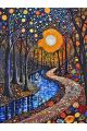Алмазная мозаика без подрамника «Отражение ночи» 130x100 см