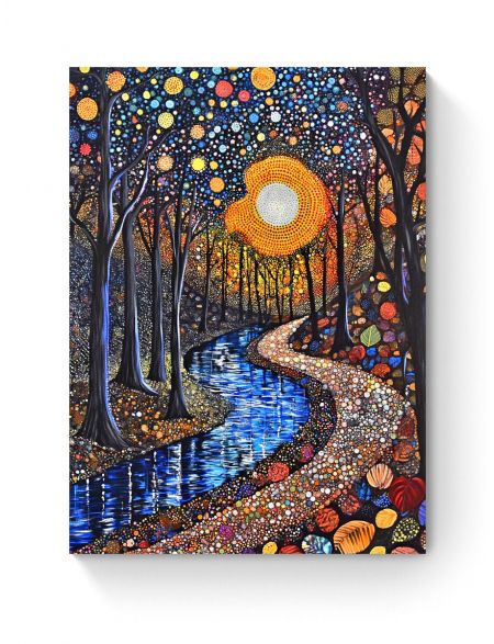 Алмазная мозаика на подрамнике «Отражение ночи» 40x30 см, 50 цветов