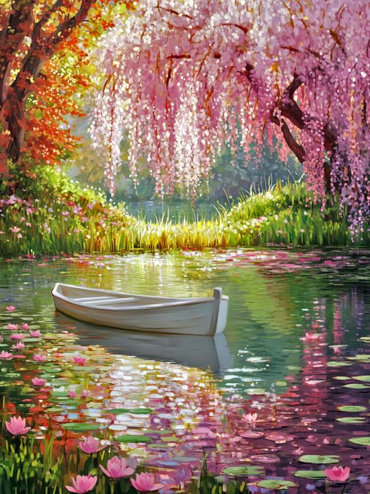 Алмазная мозаика без подрамника «Райский уголок» 130x100 см, 50 цветов