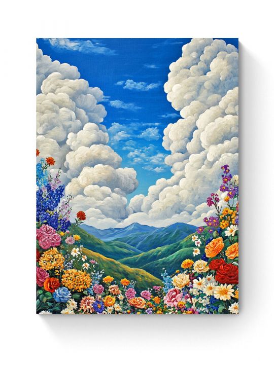 Алмазная мозаика на подрамнике «Долина цветов» 80x60 см
