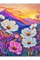 Алмазная мозаика без подрамника «Космея в горах» 25x20 см, 40 цветов