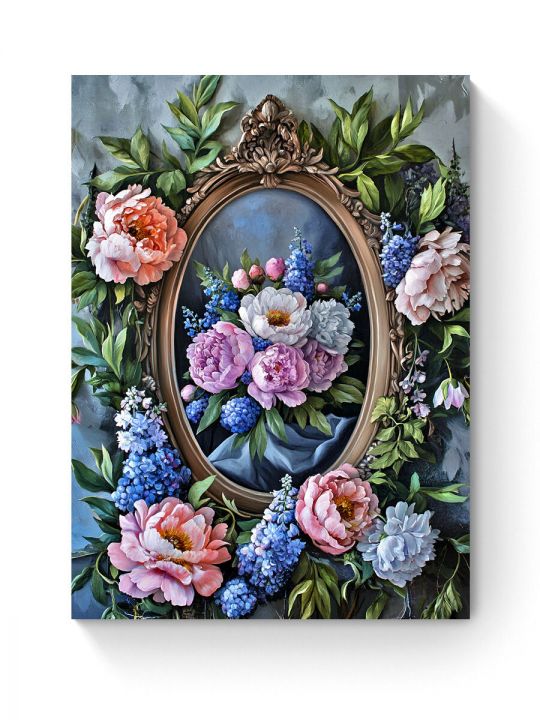 Алмазная мозаика на подрамнике «Панно с пионами» 50x40 см
