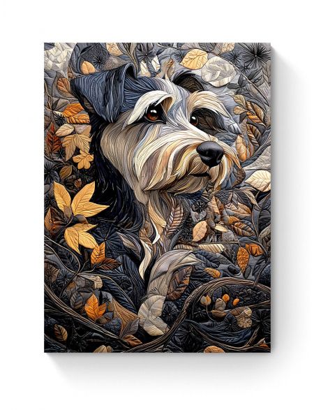 Алмазная мозаика на подрамнике «Цвергшнауцер» 40x30 см, 50 цветов