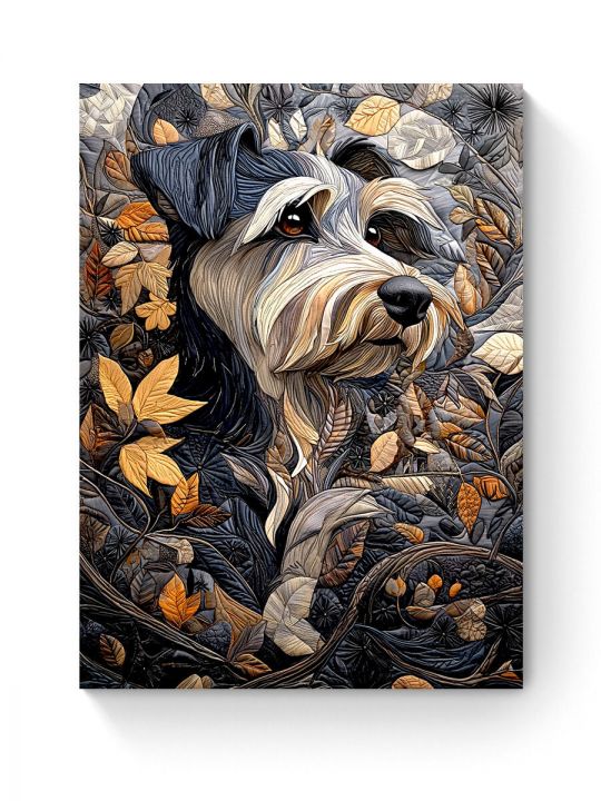 Алмазная мозаика на подрамнике «Цвергшнауцер» 40x30 см, 50 цветов