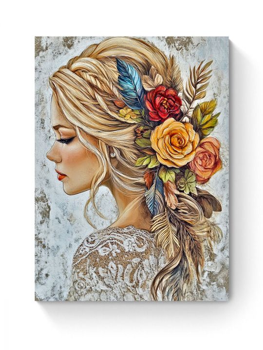 Алмазная мозаика на подрамнике «Блондинка» 50x40 см, 50 цветов