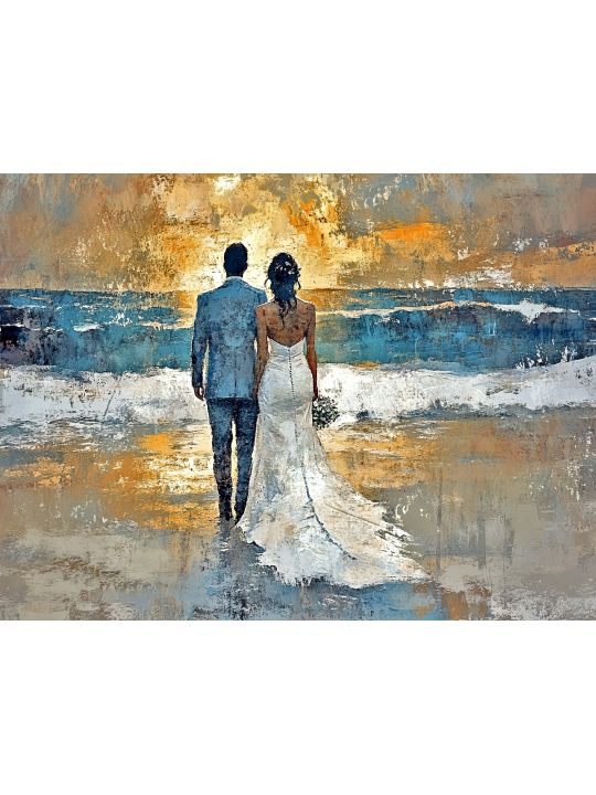 Алмазная мозаика без подрамника «Медовый месяц» 50x40 см, 48 цветов