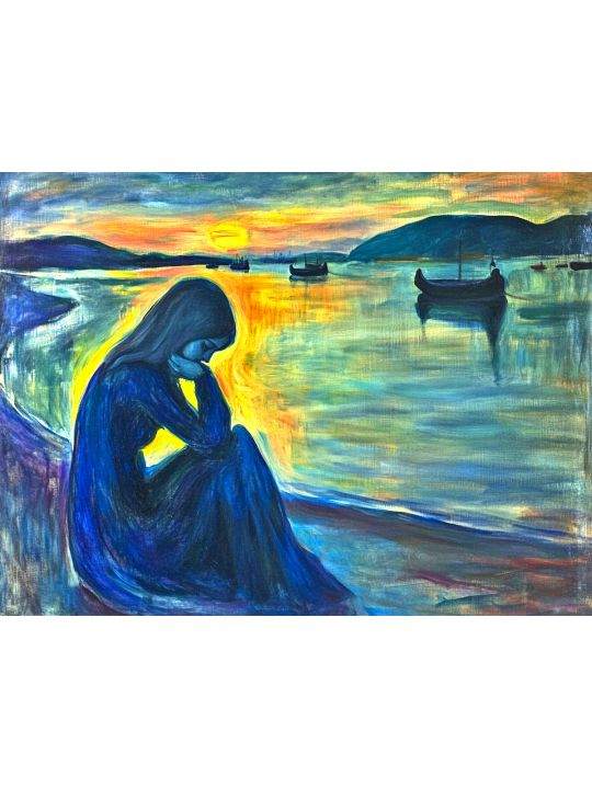 Алмазная мозаика без подрамника «Печаль» 50x40 см