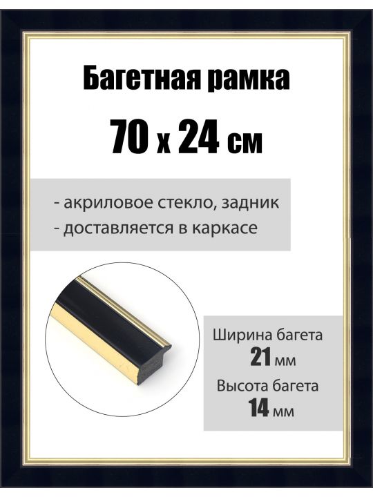 Рамка багетная для картин со стеклом 70 x 24 см, РБ-152