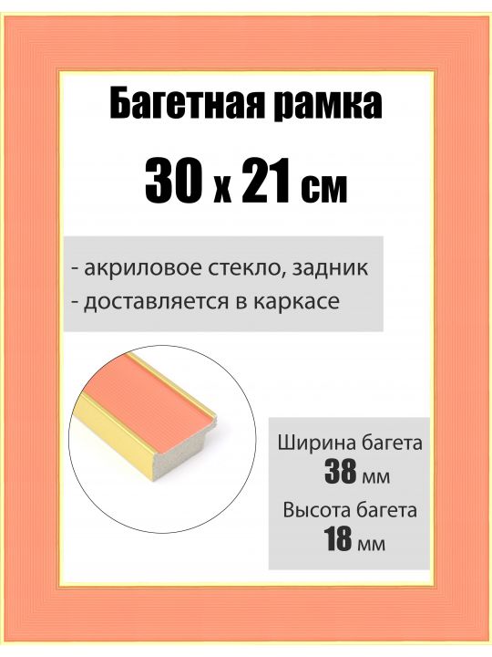 Рамка багетная для картин со стеклом 30 x 21 см, РБ-167