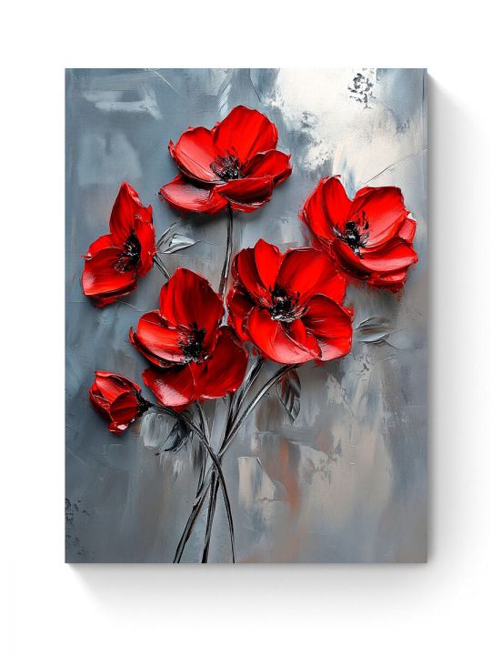 Алмазная мозаика на подрамнике «Красные маки» 50x40 см