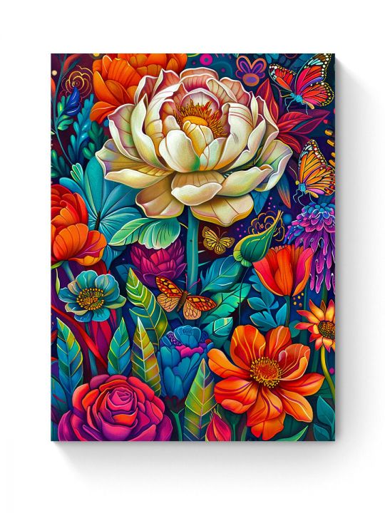 Алмазная мозаика на подрамнике «Цветочный мир» 50x40 см