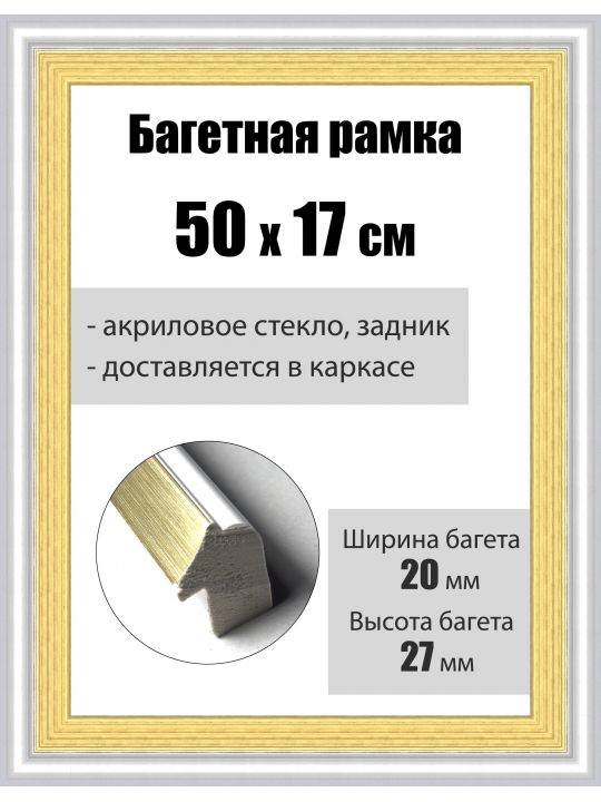 Рамка багетная для картин со стеклом 50 x 17 см, РБ-085