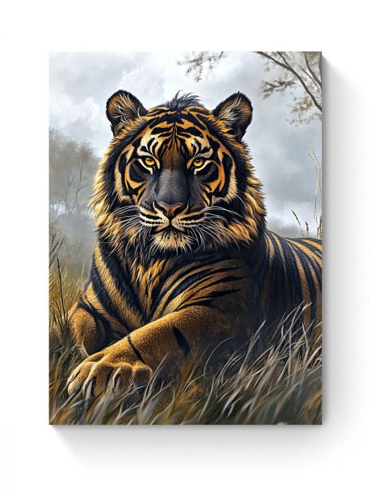 Алмазная мозаика на подрамнике «Золотой тигр» 50x40 см, 50 цветов