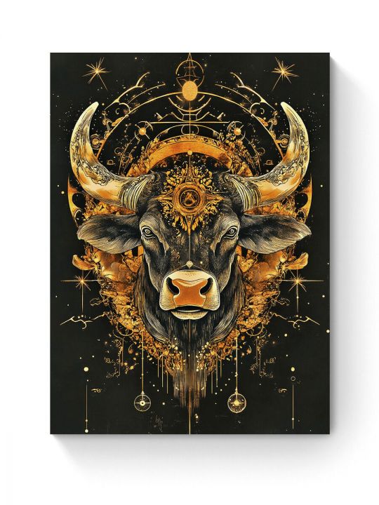 Алмазная мозаика на подрамнике «Золотой бык» 40x30 см, 48 цветов