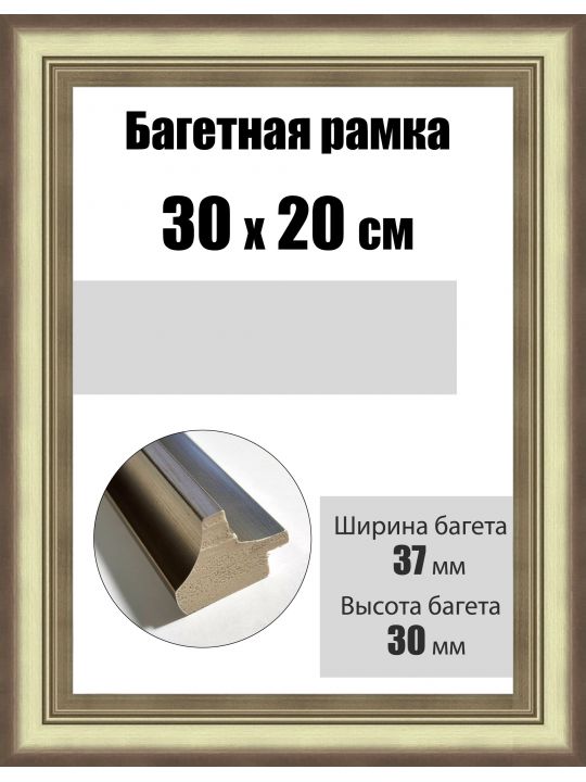 Рамка багетная для картин со стеклом 30 x 20 см, РБ-196