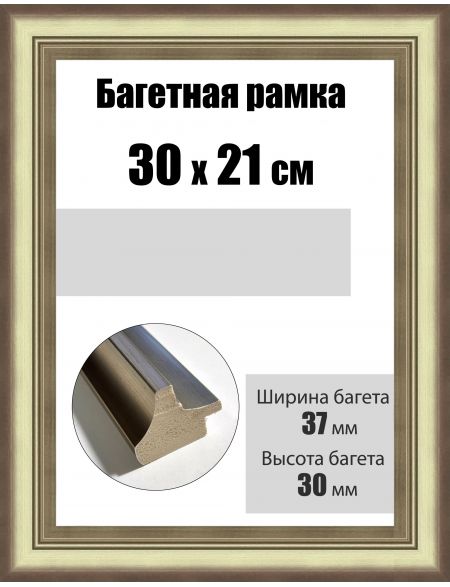 Рамка багетная для картин со стеклом 30 x 21 см, РБ-196