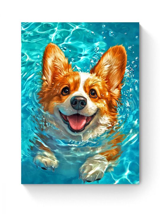 Алмазная мозаика на подрамнике «Не боюсь воды» 50x40 см, 50 цветов