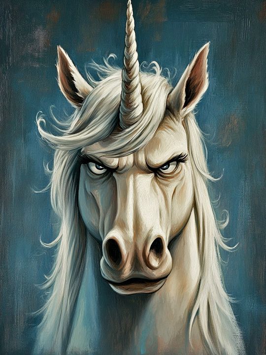Алмазная мозаика без подрамника «Злой единорог» 50x40 см, 50 цветов