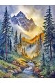 Алмазная мозаика без подрамника «Горный ручей» 130x100 см