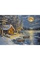 Алмазная мозаика без подрамника «Зимняя ночь» 130x100 см